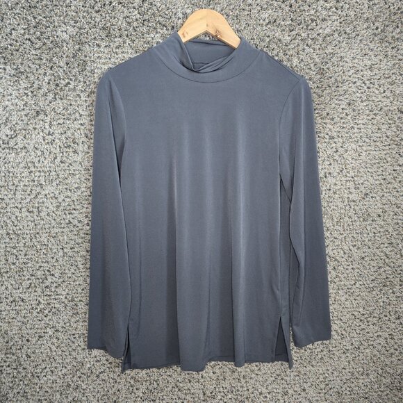 Susan Graver Tops - Susan Graver Top Womens Small Gray Liquid Knit Mock Neck Modern Essentials